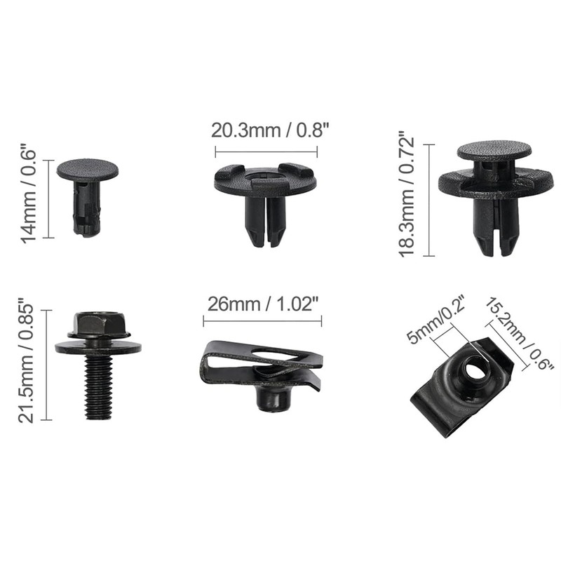 ANCLLO 35Pcs Car Engine Cover Bolts, Hood Bolt Retaining Nut