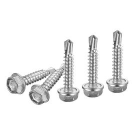 DTGN #10x1" Hex Washer Head Self Drilling Screws - 150Pack - Good for Machine - 410 Stainless Steel - Self Tapping Sheet Metal Screws
