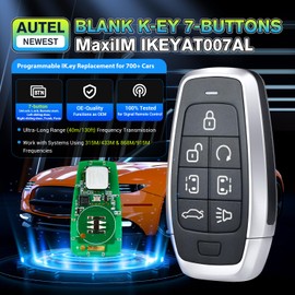Autel Original IKEYAT007AL, Programmable Universal Blank Key Replacement, 7 Buttons OE-Quality Fob, OBD Learning for 700+ Vehicles, Dual-Band, 130FT Remote, Work w/ Autel Scan Tool KM100
