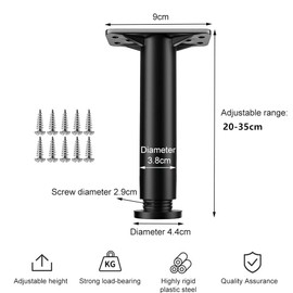 Furniture Feet, Sofa Feet, Furniture Legs, 20-35 cm Feet for Furniture, Height-Adjustable Feet, Furniture Feet, Furniture Legs, for Table, Cupboard Feet, Cupboard Legs, Feet for Furniture, Pack of 2