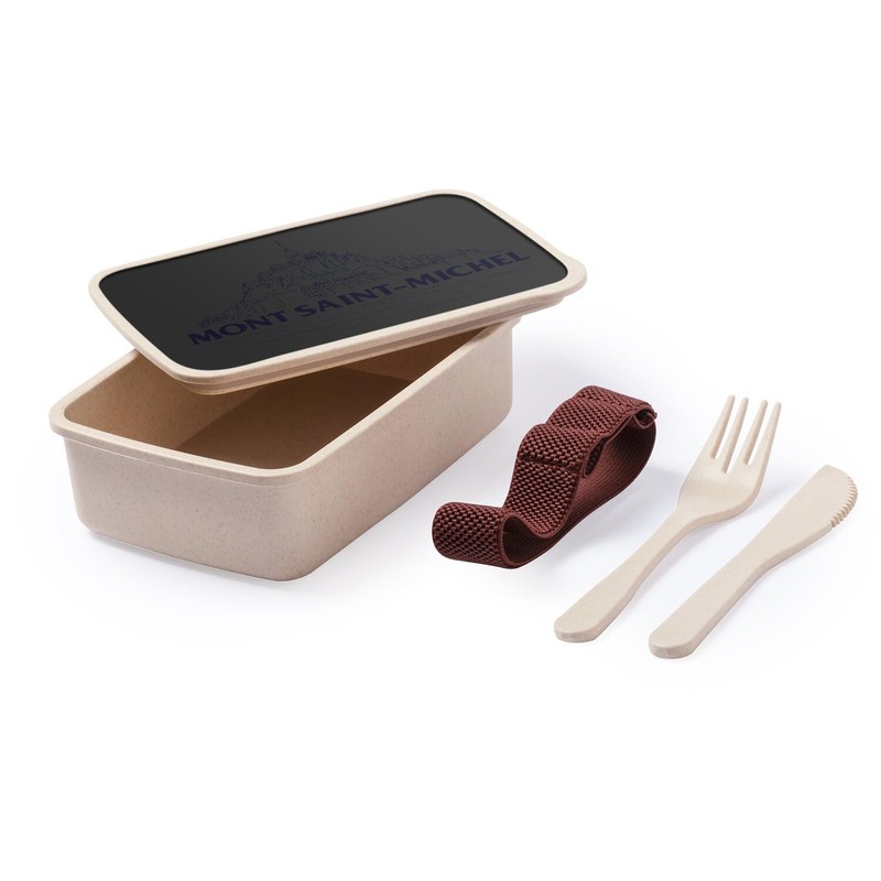 Fabulous Lunch Box with Cutlery Black - Mont Saint Michel