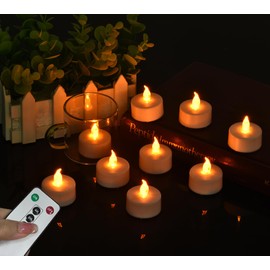 24Pack LED Tea Light Remote Control Battery Operated Flameless Candles Realistic and Bright Flickering Long Lasting 400 Hours Electric Candles for Christmas Home Party Wedding Decor (Warmyellow)
