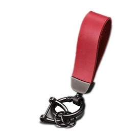 [Long River Sunset] Leather key ring, key ring, smooth outer layer and sandy inner layer, horseshoe ring, metal matching accessories, pure color, retro, stylish, durable, red
