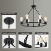 Senyshilon Black Chandelier, 6-Light Dining Room Light Fixture, Round Farmhouse