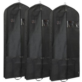 Simple Houseware 60-Inch Travel Garment Bag with Pockets, Non-Woven | Lightweight, Black, 3 Pack