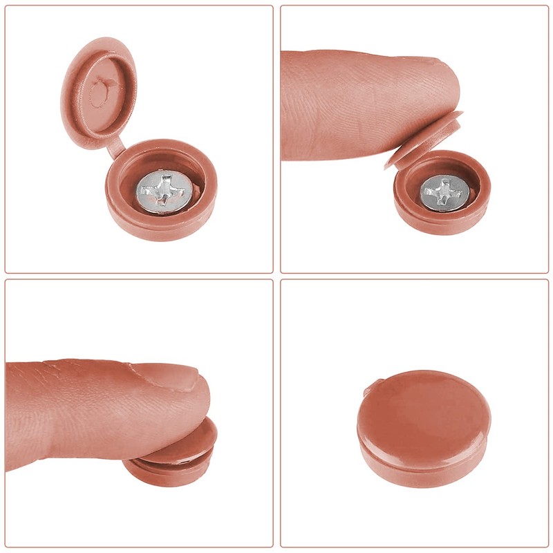 150Pcs Brown Screw Caps Hinged Plastic Screw Cover Caps for
