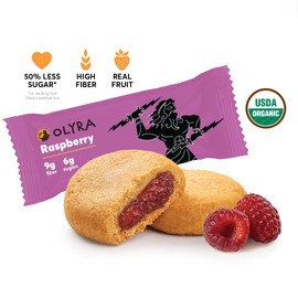Olyra Fruit Bars Raspberry | Fruit Filled Breakfast Cookies | Kids Healthy Snacks Low Sugar Prebiotic High Fiber Protein Cookies 4 Count (Pack of 6)