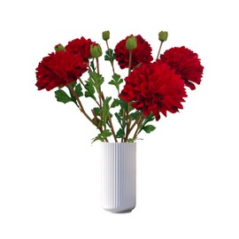 ATFL Artificial Silk Flowers Dahlia 24'in Fake Long Stem Flower,5 Pcs Red Dahlia Suitable for Wedding Decoration Bouquets,Core Decorations,Home Furnishings (5, red)