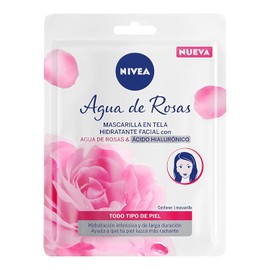 NIVEA Agua de Rosas Mascarilla Facial en Tela (1 pieza) - Hidratante Facial de Larga Duración con Ácido Hialurónico para una Piel Radiante y Fresca - Ideal para Todo Tipo de Piel