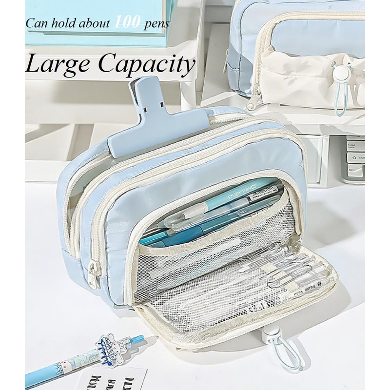 FINPAC Pencil Case, 5-Layer Large Capacity Pen Case with Drawstring,