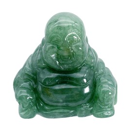 Hslutiee 1.5” Stone Laughing Maitreya Buddha Statue for Wealth and Happiness, Hand Carved Happy Buddha Figurine Sculpture Home Decoration Office Decor, Green Aventurine