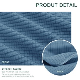 Hokway Stretch Couch Cushion Slipcovers Reversible Cushion Replacement Slipcovers Sofa Cushion Covers(Denim Blue, 3 Pieces)