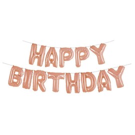 Rose Gold Happy Birthday Foil Banner Kit (35.56cm) - Elegant & Dazzling Touch Decorations - Perfect Celebration Decor - Pack of 1