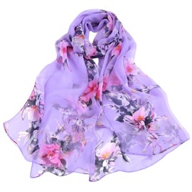 FAIRYGATE Tuch Damen Elegant Chiffon Stola Halstuch Seide Seidentuch Frauen Schals Drucken Langer Weicher Wickelschal Schal Strandschals Vintage Reiseschal A4908