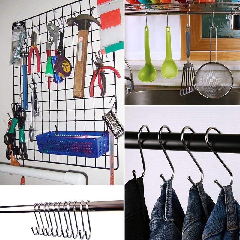 JUTOSU S-Shaped Hooks, S Hooks, Stainless Steel, Small, Large, Storage,