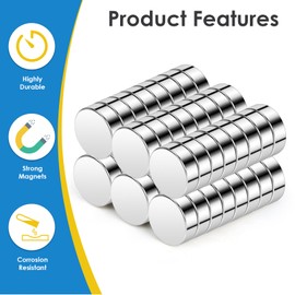 Wzone 8x3mm Strong Magnets, 50 Pack Small Round Fridge Magnets Whiteboard Magnets for Home Office Notice Board and DIY