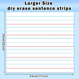 Patelai 4 Pcs Jumbo Magnetic Sentence Strips Dry Erase Sentence Strips Magnetic Handwriting Paper 22 x 17 Inch for Whiteboard Dry Erase Board with Lines for Teacher