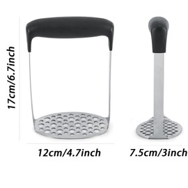 Premium Stainless Steel Potato Masher, Robust Potato and Vegetable Masher with Ergonomic Handle for Effortless Pureeing, Perfect for Kitchen, Cooking and Preparation, Dishwasher Safe and Durable