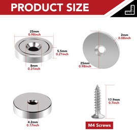 TOP MAGNETS Strong Magnets, 65LBS Rare Earth Magnets with Heavy Duty Countersunk Hole and Matching Iron Sheet and Screw, Neodymium Magnets Strong for Door,Tool Room,Workplace,Wall Mounting - 10Pack