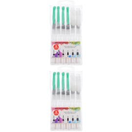 Operitacx 2sets Fountain Pen Coloured Pencils Watercolor Brush Pen Calligraphy Pen Colored Ink Pens Refillable Painting Pens Water Filled Brush Pen Soluble Colored Pen Plastic Green 6pcs*2