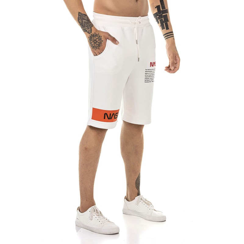 Redbridge Men's Shorts Sweat Pants Jogging Bottoms NASA Logo, cream