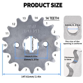 420 Chain Sprocket 14T Front Sprocket 17mm Compatible with 50cc 70cc 90cc 110cc 125cc 140cc15cc 160cc Lifan Loncin Dirt Bike, ATVs, Go Kart Sprocket