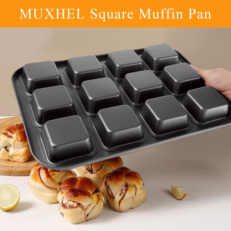 MUXHEL 3 Pcs 12-Cavity Brownie Pan with Dividers, 14" ×