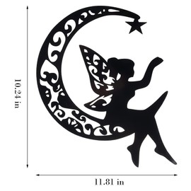 YO-yiHHG Metal Wall Art, Iron Art Fairy And Moon Wall Decor Metal Fairy Hanging Statue For Bedroom Living Room Kitchen (B)