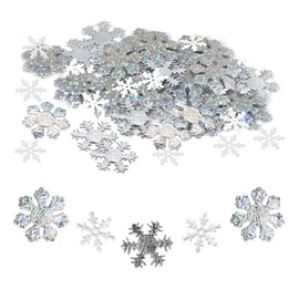 CODIRATO Pack of 300 Snowflake Table Decoration Confetti Glitter Snowflake Confetti Christmas Decorative Confetti Silver Snowflakes Sequins Winter Table Confetti for Christmas Wedding Decoration