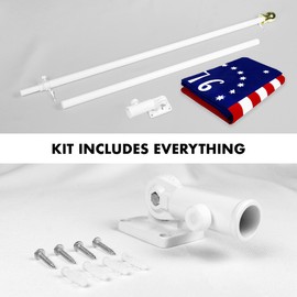 G128 Combo Pack: 6 Ft Aluminum Spinning Flagpole (White) & Bennington 76 Flag 3x5 Ft, ToughWeave Series Embroidered 300D Polyester | Pole with Flag Included