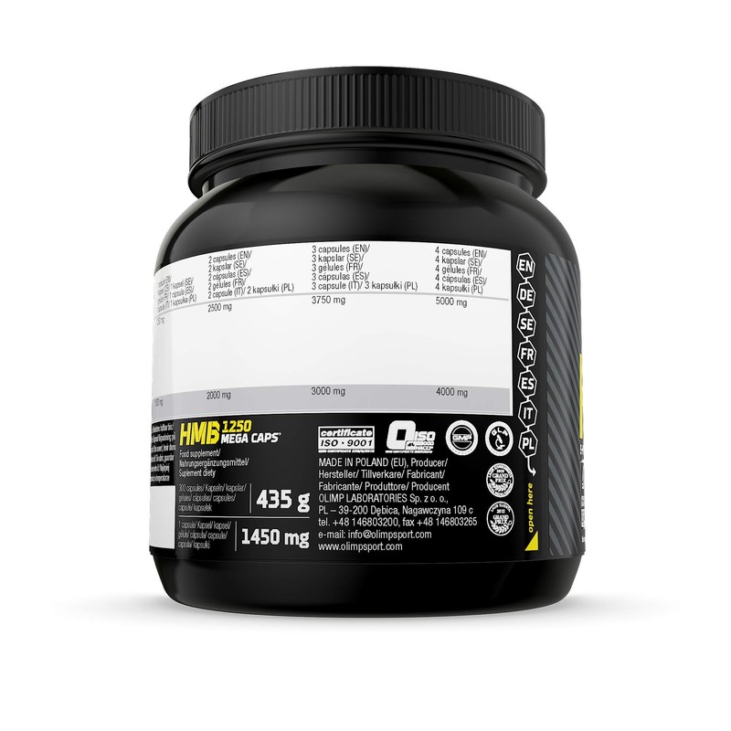 Olimp HMB Mega Anticatabolic Supplement, 1250 Mg, 300 Capsules
