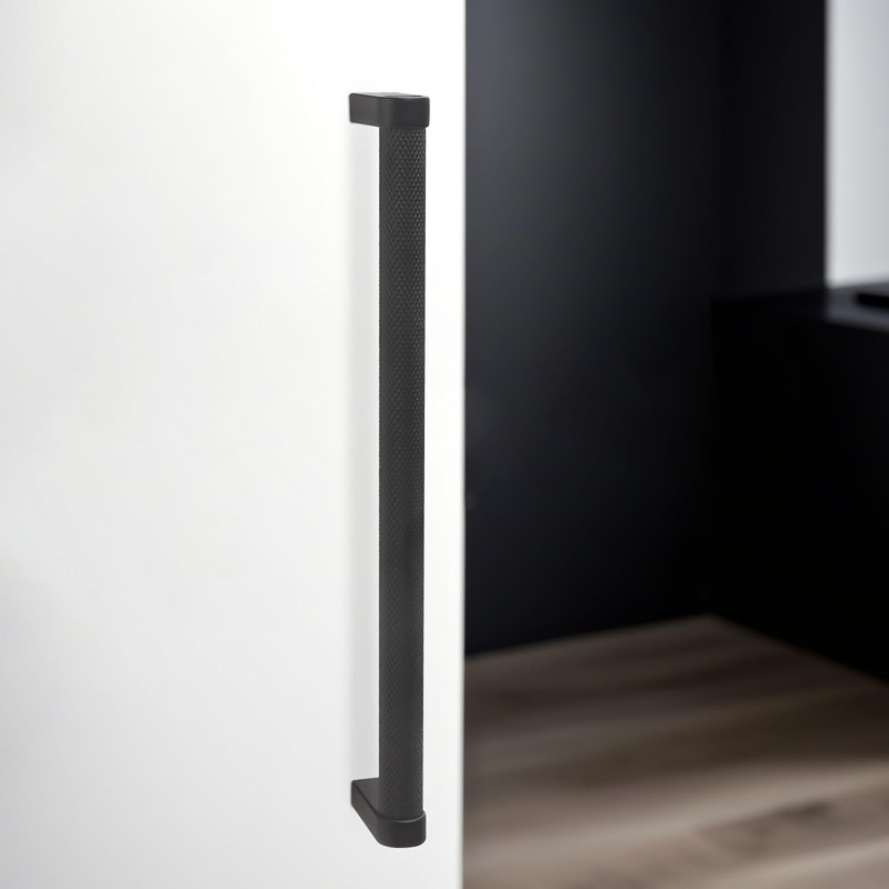 KOMOTIA 10 Pack Matte Black Cabinet Pulls knurled 7-1/2 Inch