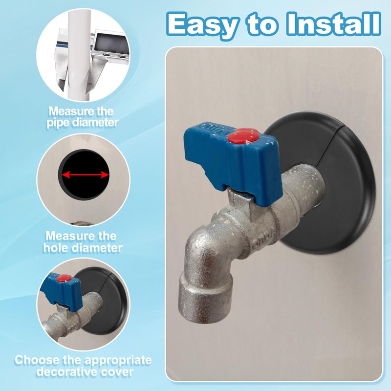 PATIKIL Wall Split Flange 2.01" (51mm),ABS Round Self-Adhesive Escutcheon Plate