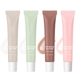 HJXUQIME 4 PCS Lip Glossy Butter Balm Set, Shine & Hydration - Sheer-Tinted-Long-lasting Non-Sticky Lip Balm,Soften Dry Lips and Lip Care