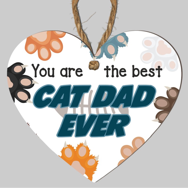 Best Cat Dad Ever - Heartwarming & Colourful Wooden Heart
