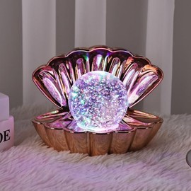 Sea Shell Lamp Pearl Rose Gold Pink Night Mood Light Clam LED Colour Changing