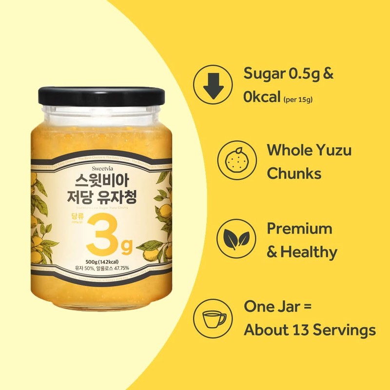 Sweetvia Yuzu Chung, Zero Sugar Tea, Marmalade, Spread, Jam, and