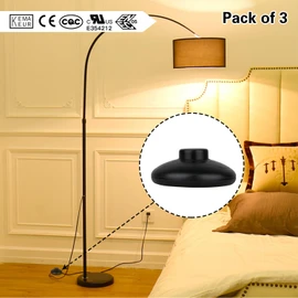 Helunsi 3Pcs Floor Lamp Foot Switch, Black Foot Pedal Switch, Round Floor Lamps Foot Inline Switch, Step ON Off Spring Push Button, for Control Replacement Floor Lamp Extension Cord Parts - Pack of 3