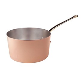 Pentole Agnelli Linea Rame Liscio Manicato Ottone Fuso Copper Saucepan with Brass Handle, Diameter 22 Cm, Size 5-22 Centimeters