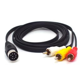 ELNONE 1.8M/6FT Midi Din 8 Pin Male Plug to RCA Cable,Professional 8 Pin Din to 3RCA Adapter for Audios Systems Equipment (1.8M/6FT)