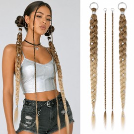 Ombre Blonde Braided Ponytail Extension for Women Braid Hair Pieces