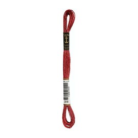 Anchor 4180000-00318 Stickgarne, 65% Viskose, 35% MetallisedPolyester, rot, 8m, 4 Gramm