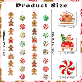 Christmas Gingerbread Theme Decorations Gingerbread Garlands 8PCS Xmas Party Decorations Candy Cane Peppermint Gingerbread Man Hanging Paper Garlands for Santa Claus Winter Holiday Party Supplies