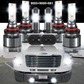 CHUSYYRAY 6x 6000K LED Headlight Fog Light Bulbs kit For Freightliner Business Class M2
