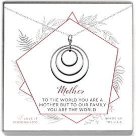 Mother Eternity Circles Sterling Silver Generations Pendant Necklace Present for Mom or Grandma