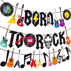 Born to Rock Banner Rock and Roll Party Decorations for 1950s Music Themed Party Supplies Rock Party Favors Record Wall Decor