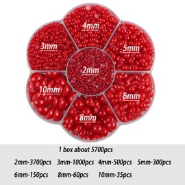 5800Pcs Half Pearls for Crafts, Flatback Pearls for Artwork Making, DIY Rhinestones Accessory Nail Art, Jewels Flat Back Craft Pearls for Artist Creative - Red