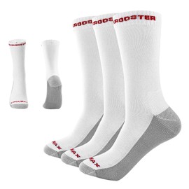 ROCKROOSTER 3 Pairs Men's All Season COOLMAX Moisture Wicking Premium Work Socks White Combo 752230 M (US 5-8)