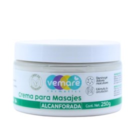 Vemare Cosmetics Crema Para Masajes Alcanforada 250g - Disminución de Dolores Musculares - Belleza/Masajes - Unisex - Personas con Dolores Musculares