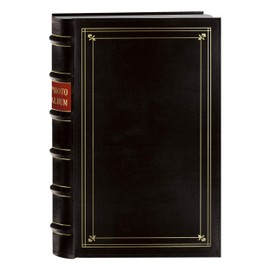 Pioneer Photo 204-Pocket Ring Bound Photo Album for 4 by 6-Inch Prints, Black Bonded Leather with Gold Accents Cover
